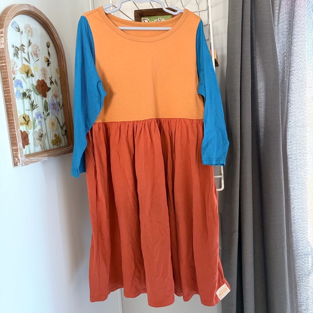 New Maus 100% Organic Cotton Color Block Dress 7/8